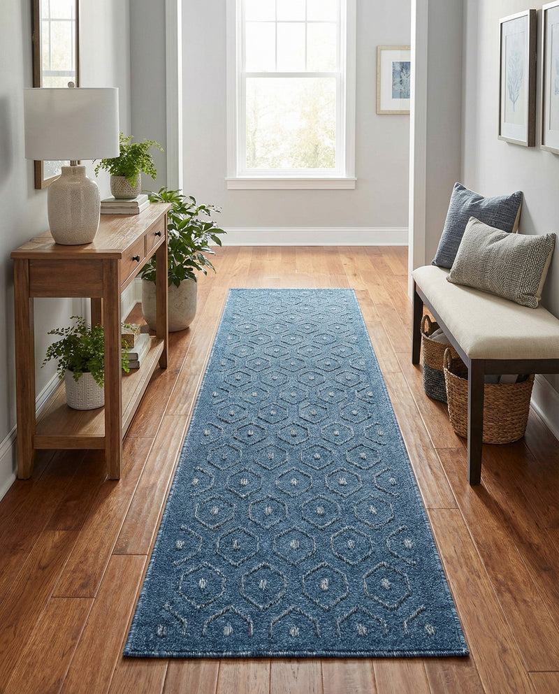 Garden Lattice Charm Collection Area Rug - Arbor (Navy Blue) Runner Navy Blue  lifestyle 29