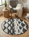 Urban Terrace Collection Area Rug -  Gramercy Round Black and White  lifestyle 51