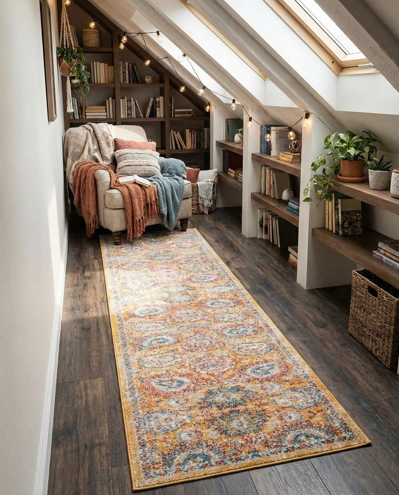 Seville Stripes Collection Area Rug -  Cordoba (Yellow) Runner Yellow  lifestyle 58