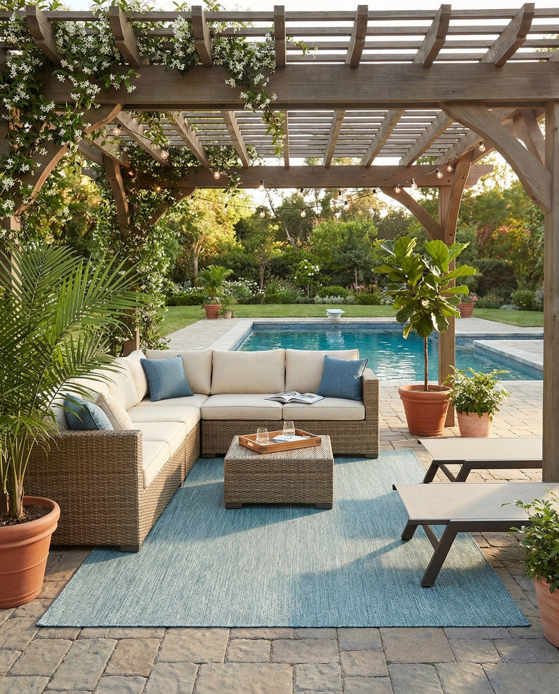 Seaside Serenity Collection Area Rug - Veranda (Aquamarine) Rectangle Aquamarine  lifestyle 15