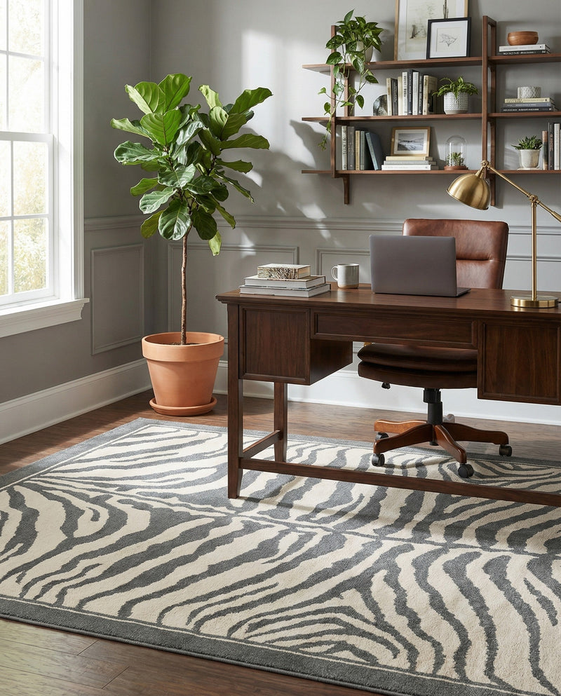 Savannah Sojourn Collection Area Rug -  Kalahari Rectangle Gray and Ivory  lifestyle 15