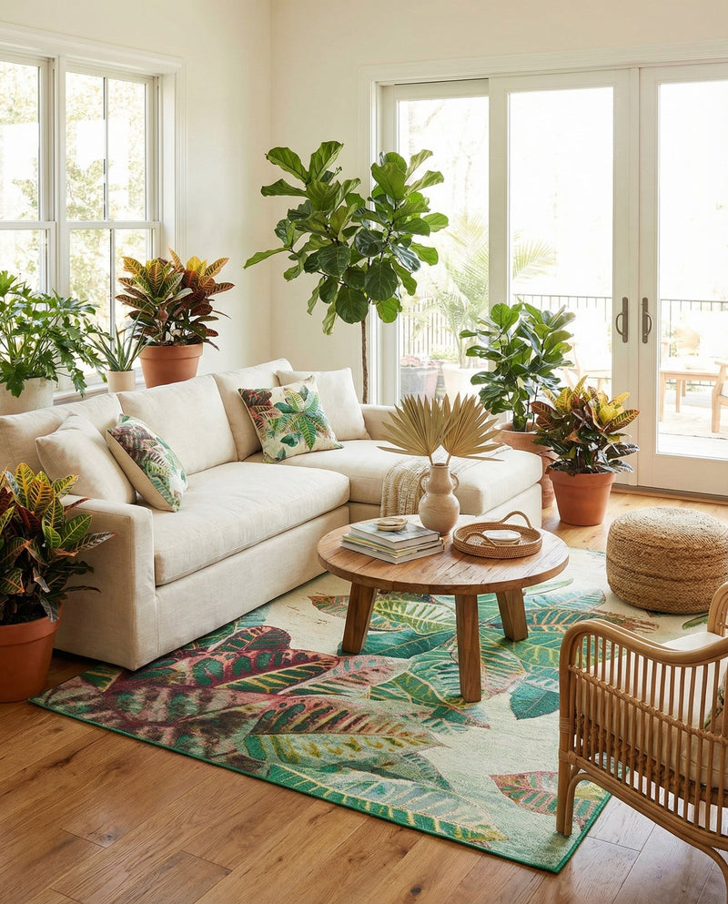Seaside Blooms Collection Area Rug -  Fern Rectangle Multi  lifestyle 34