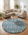 Berber Lattice Shag Collection Area Rug - Atlas (Light Blue) Round Light Blue  lifestyle 67