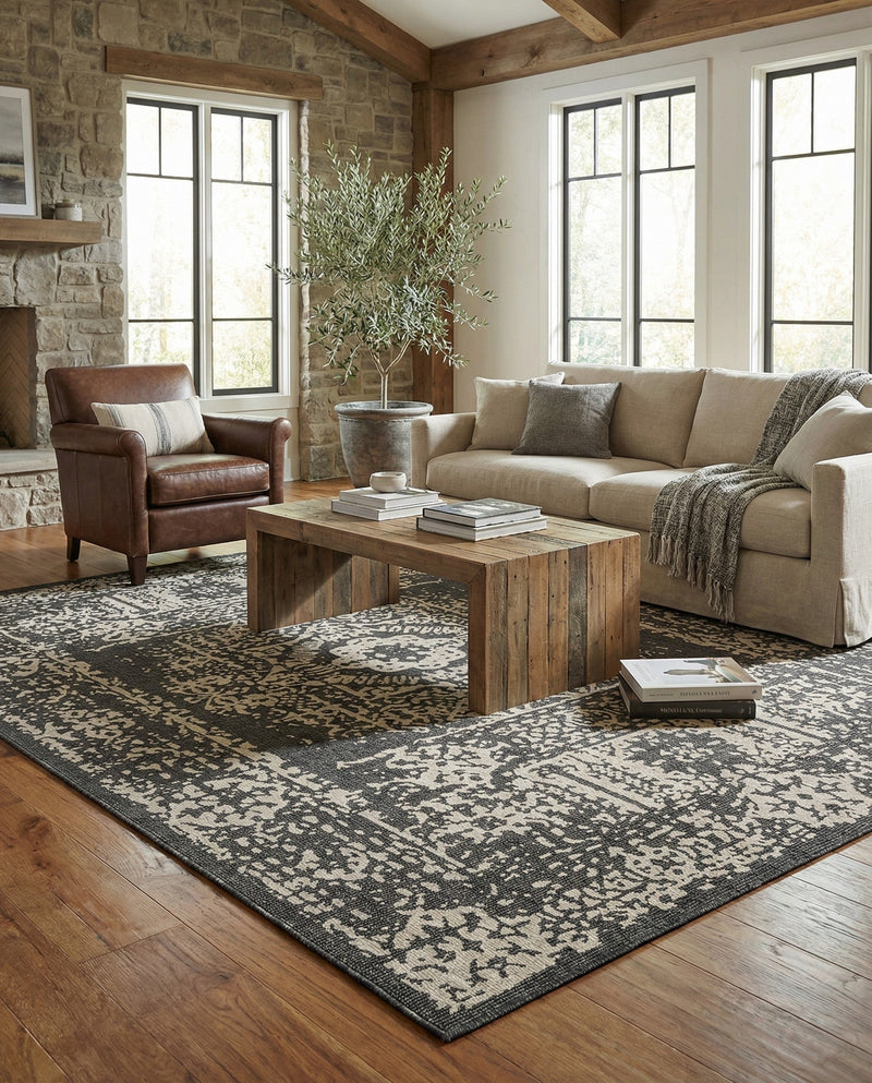 Patio Heritage Collection Area Rug - Savannah (Charcoal Gray) Rectangle Charcoal Gray  lifestyle 25