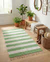 Tassel Trail Collection Area Rug - Pathway (Green and Ivory) Rectangle Green and Ivory  lifestyle 11