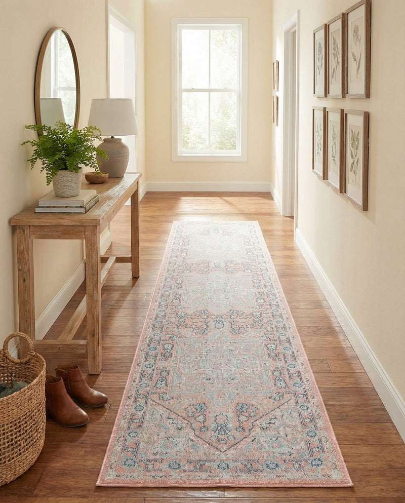 Savannah Series Collection Area Rug - Charleston (Powder Pink) Runner Powder Pink  lifestyle 36