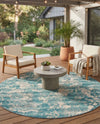 Urban Terrace Collection Area Rug -  Gazebo Round Aqua Blue  lifestyle 64