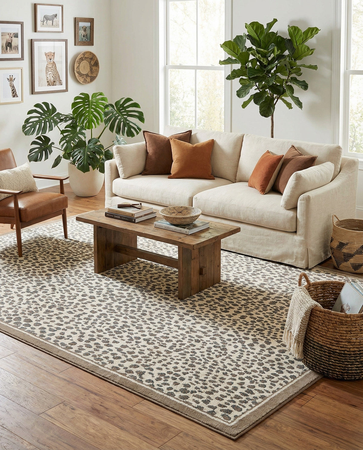 Savannah Sojourn Collection Area Rug - Serengeti Rectangle Brown  lifestyle 25