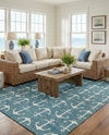 Seaside Haven Rugs Collection Area Rug - Sapphire (Teal) Rectangle Teal  lifestyle 21