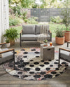 Urban Terrace Collection Area Rug -  Piazza Round White and Black  lifestyle 78