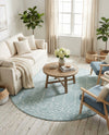 Marrakesh Lattice Collection Area Rug - Casablanca (Aqua) Round Aqua  lifestyle 66