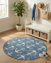 Seaside Haven Rugs Collection Area Rug - Sapphire (Blue) Round Blue  lifestyle 70