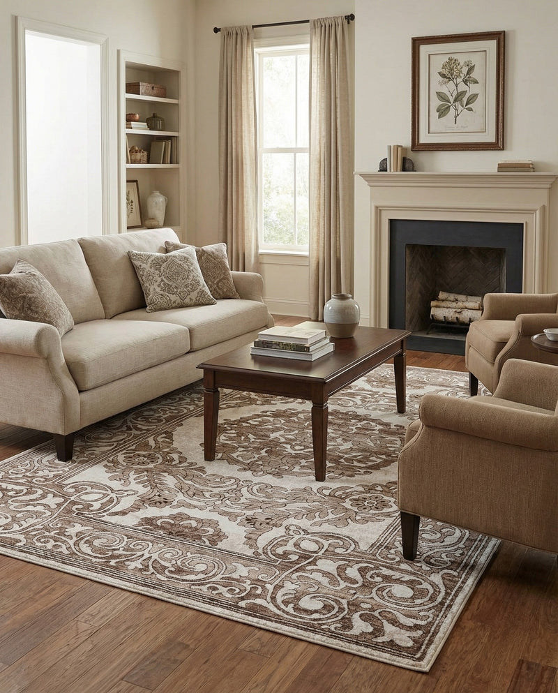 Sanctuary Retreat Collection Area Rug -  Enclave Rectangle Chocolate Brown  lifestyle 44