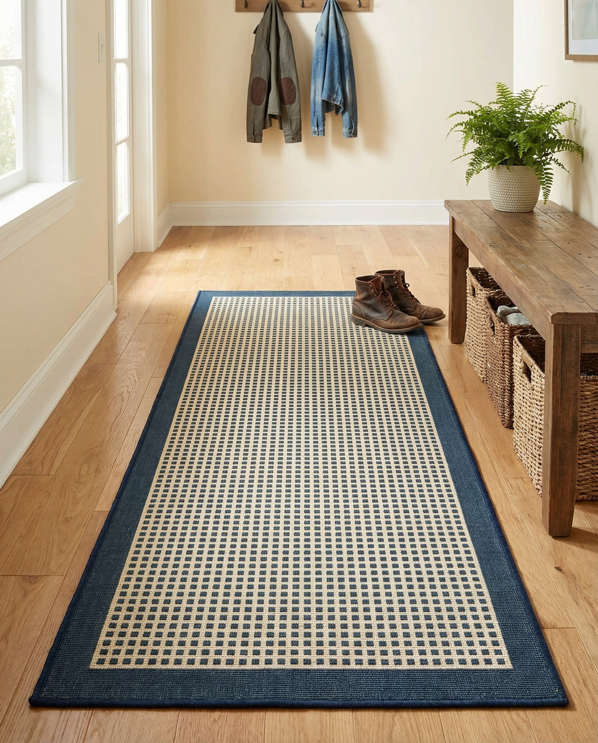Terrace Fringe Collection Area Rug - Oceanside Runner Navy Blue  lifestyle 164