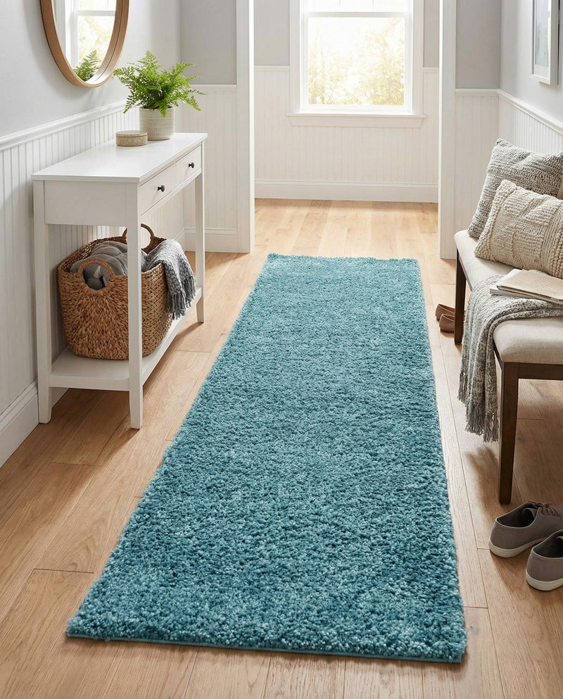 Cozy Comfort Shag Collection Area Rug - Haven (Turquoise) Runner Turquoise  lifestyle 29