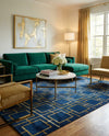 Hollywood Luxe Collection Area Rug -  Beverly (Navy Blue Gold) Rectangle Navy Blue Gold  lifestyle 8