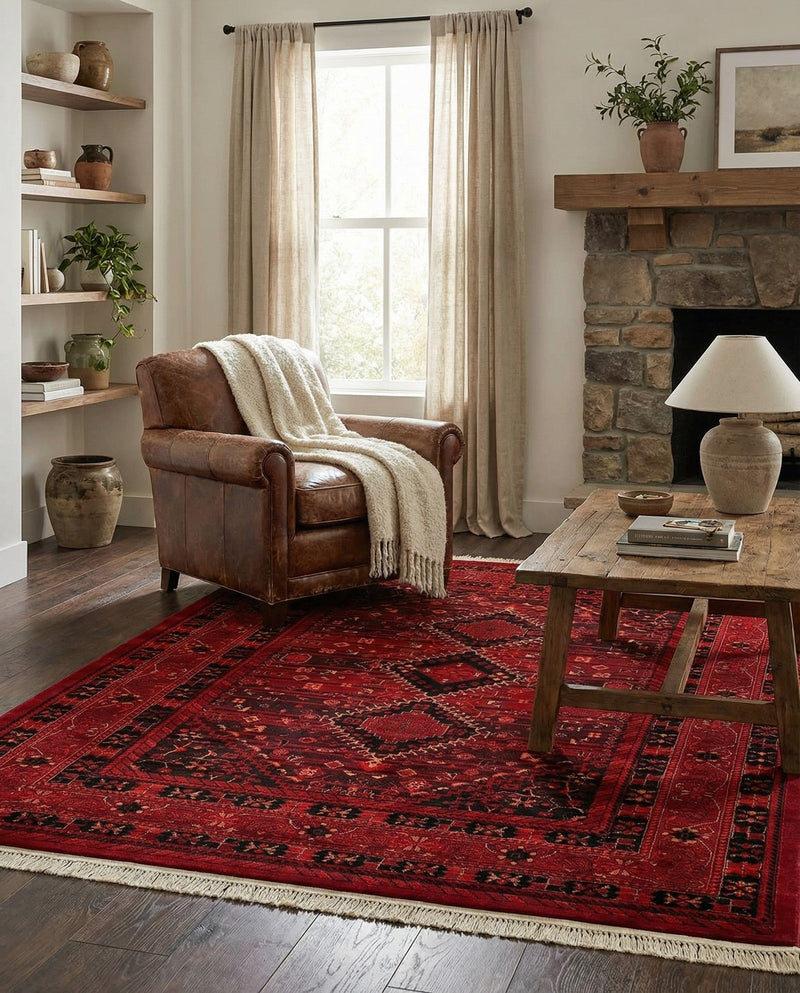 Samarkand Elegance Collection Area Rug -  Zarafshan Rectangle Red  lifestyle 9