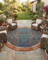 Patio Heritage Collection Area Rug -  Pavilion Round Navy Blue  lifestyle 48