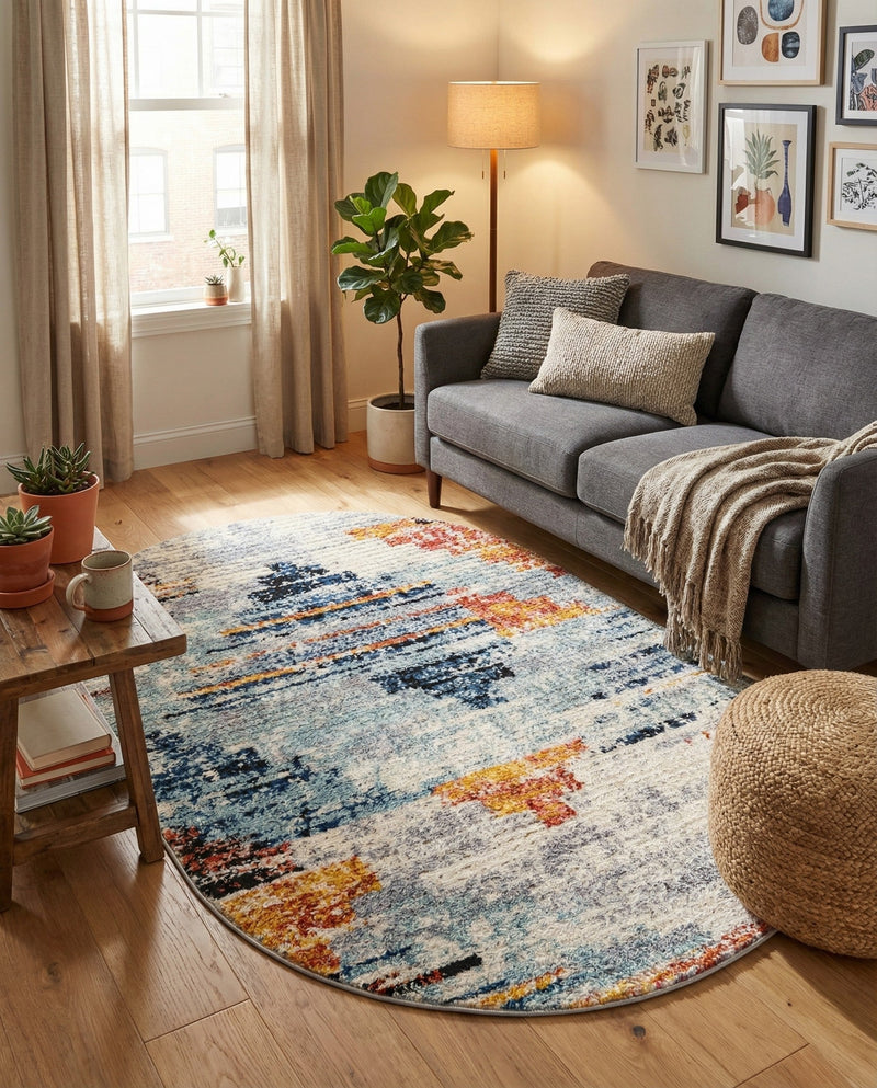 Santa Fe Trails Collection Area Rug -  Arroyo Oval Multi  lifestyle 79