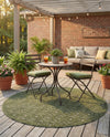 Garden Lattice Charm Collection Area Rug - Arbor (Green) Round Green  lifestyle 41