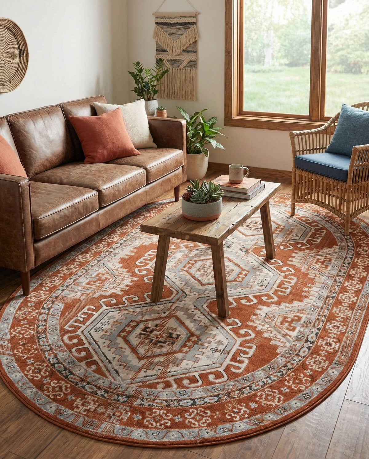 Savannah Elegance Collection Area Rug -  Tybee (Terracotta) Oval Terracotta  lifestyle 91