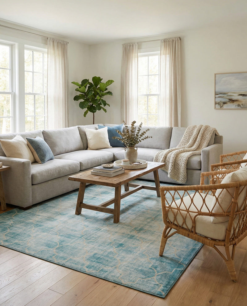 Metro Heights Collection Area Rug -  Midtown Rectangle Teal  lifestyle 9