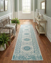 Patio Heritage Collection Area Rug -  Lafayette (Aqua) Runner Aqua  lifestyle 54