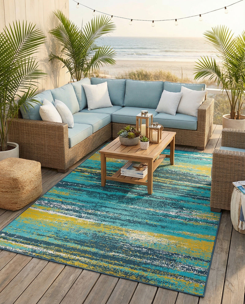 Seaside Haven Rugs Collection Area Rug -  Sandbar Rectangle Multi.Blue  lifestyle 13