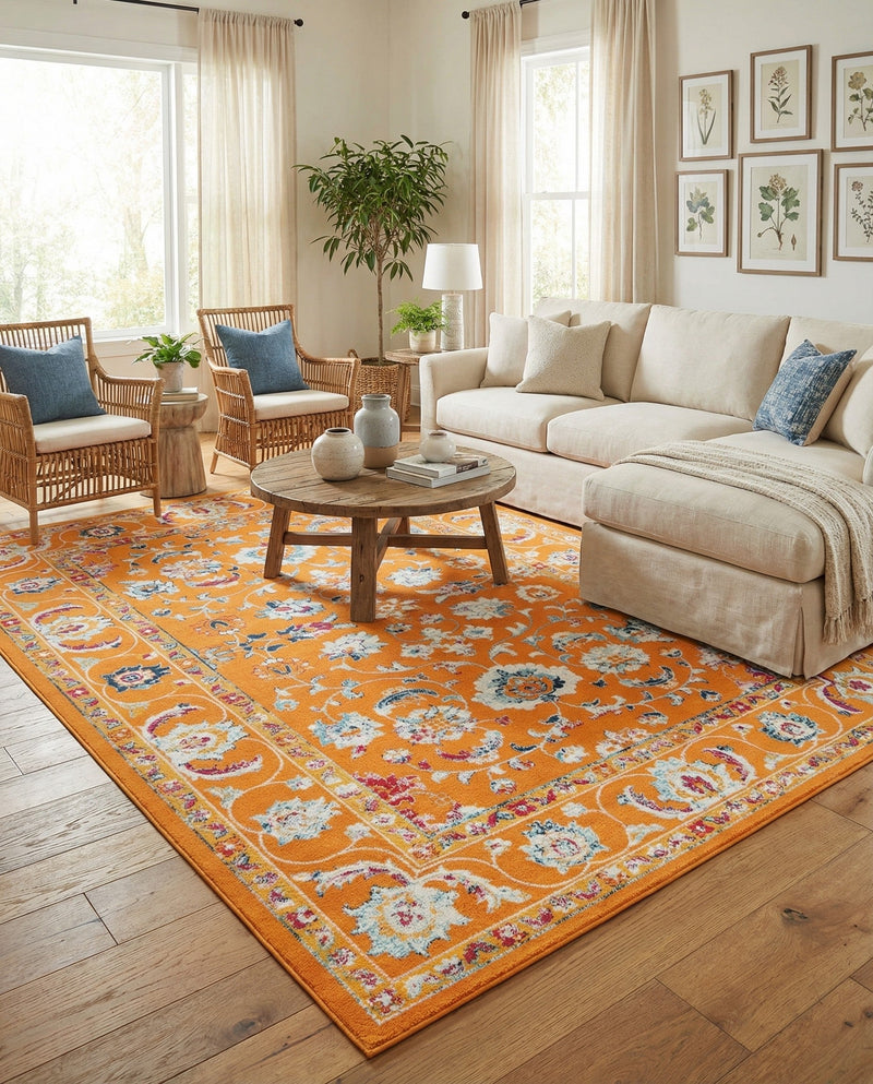 Adriana Terrace Collection Area Rug -  Positano (Orange) Rectangle Orange  lifestyle 3