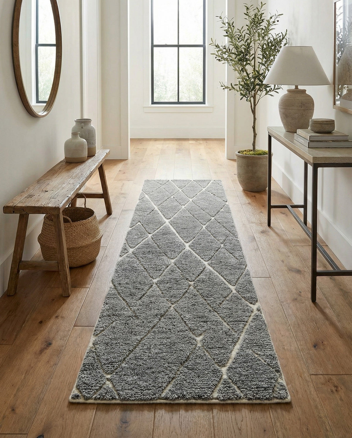 Sahara Berber Wool Collection Area Rug - Marrakesh Runner Silver Gray  lifestyle 122