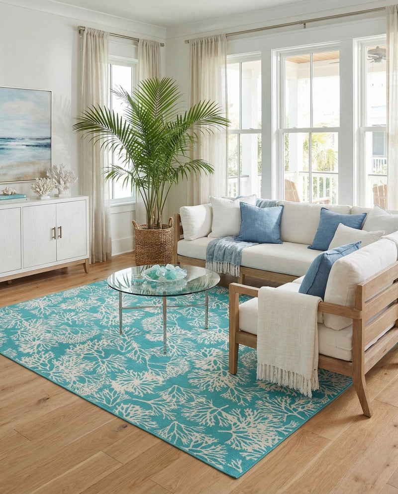 Seaside Haven Rugs Collection Area Rug -  Seaside Rectangle Teal  lifestyle 18