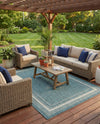 Terrace Fringe Collection Area Rug - Veranda (Teal) Rectangle Teal  lifestyle 20