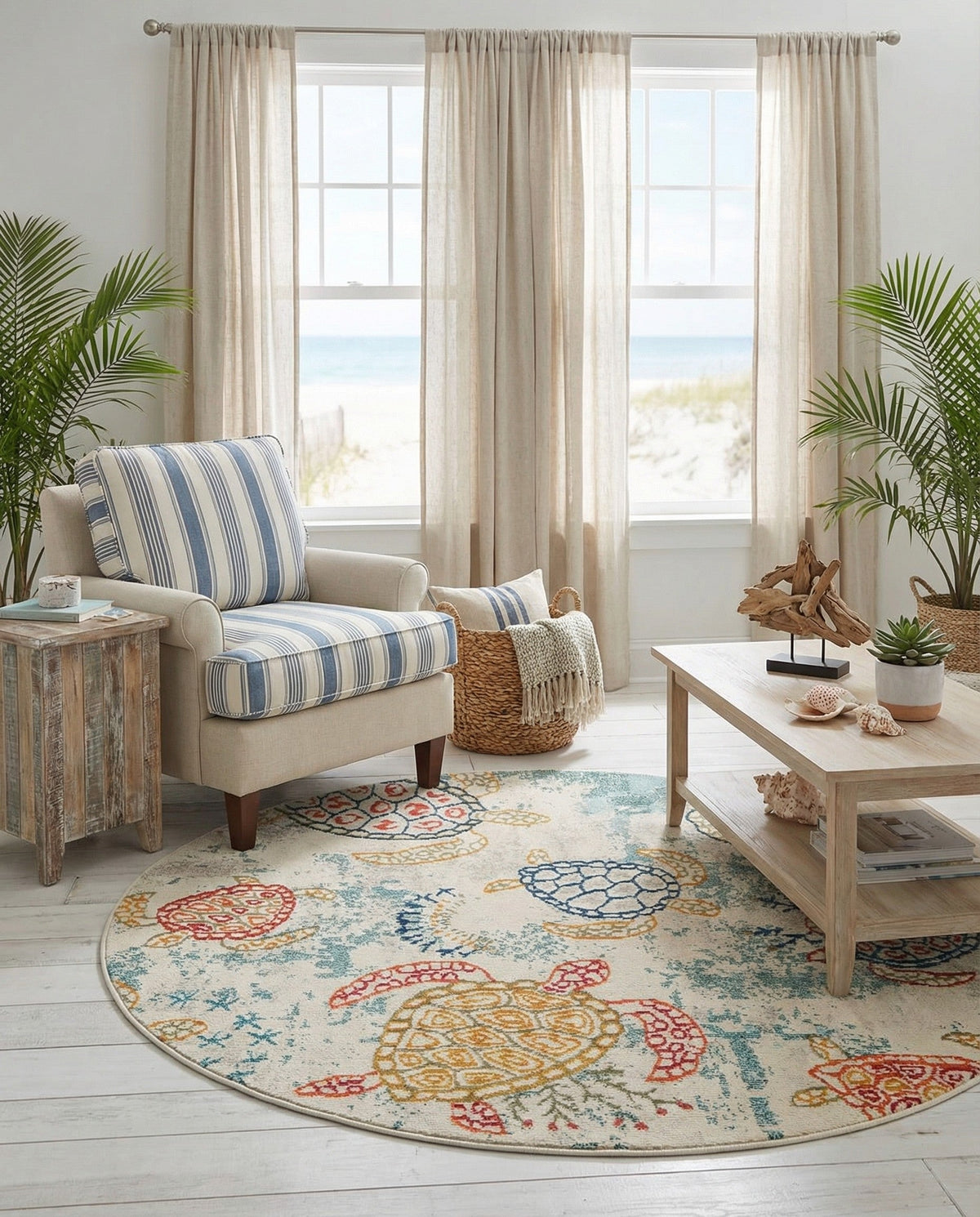 Sorrento Shores Collection Area Rug -  Massa Round Beige  lifestyle 68