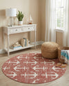 Seaside Haven Rugs Collection Area Rug - Sapphire (Rust Red) Round Rust Red  lifestyle 27