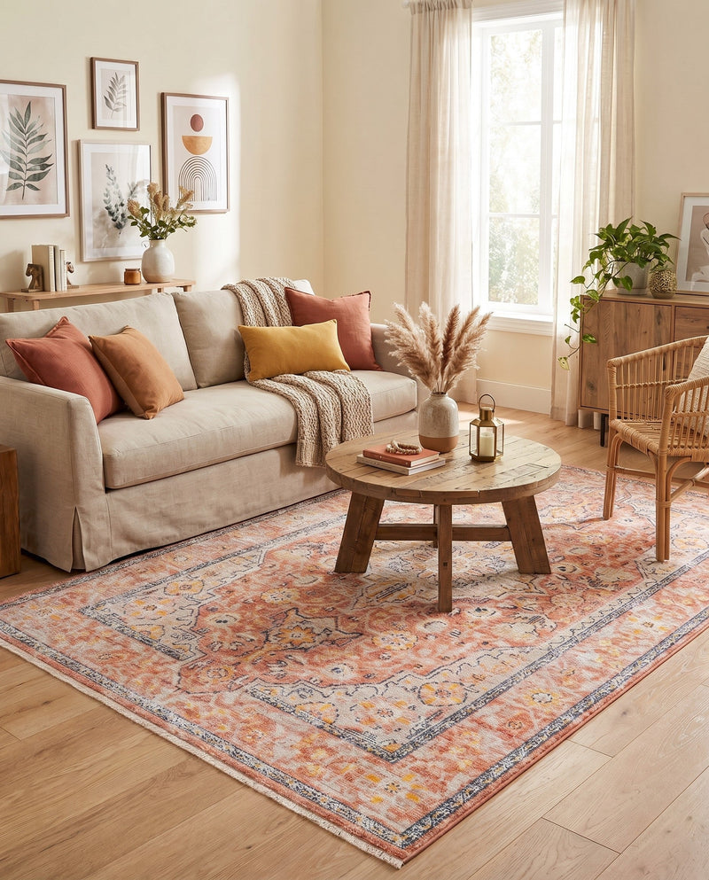 Seville Stripes Collection Area Rug - Cadiz (Brick Red) Rectangle Brick Red  lifestyle 36