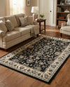 Isfahan Elegance Collection Area Rug - Naghsh-e Jahan (Black) Rectangle Black  lifestyle 38