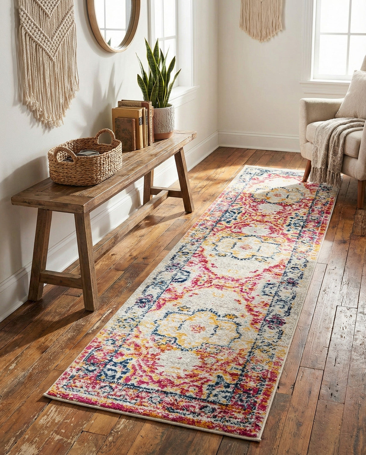 Parisian Elegance Collection Area Rug - Versailles (Pink Gray) Runner Pink Gray  lifestyle 72