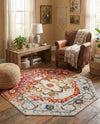Parisian Elegance Collection Area Rug - Versailles (Rust Red) Octagon Rust Red  lifestyle 70