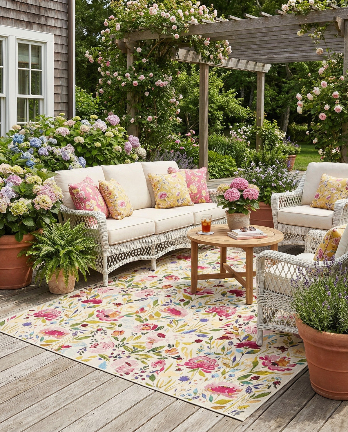 Seaside Blooms Collection Area Rug -  Meadow Square Multi  lifestyle 51