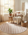 Seaside Stripes Collection Area Rug -  Boardwalk (Red) Round Red  lifestyle 32