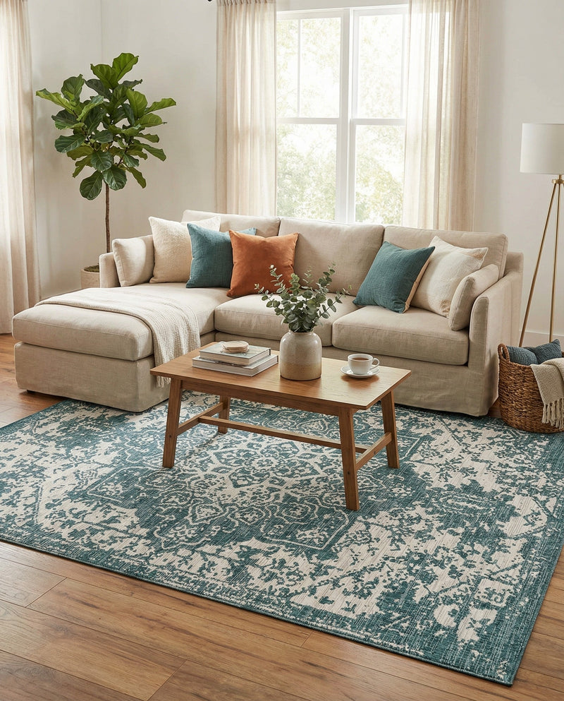 Urban Oasis Rugs Collection Area Rug -  Penthouse (Teal) Rectangle Teal  lifestyle 18
