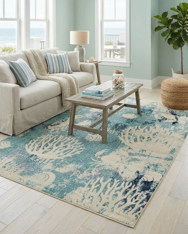 Sorrento Shores Collection Area Rug -  Vico Rectangle Light Blue  lifestyle 24