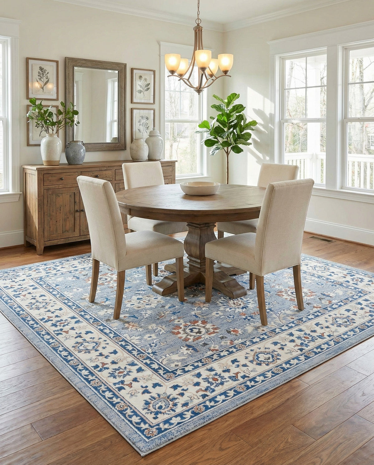 Savannah Elegance Collection Area Rug - Augusta (Aqua Blue) Square Aqua Blue  lifestyle 83