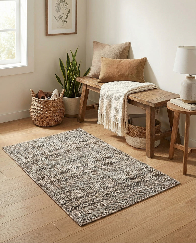 Seaside Stripes Collection Area Rug -  Boardwalk (Natural) Rectangle Natural  lifestyle 25