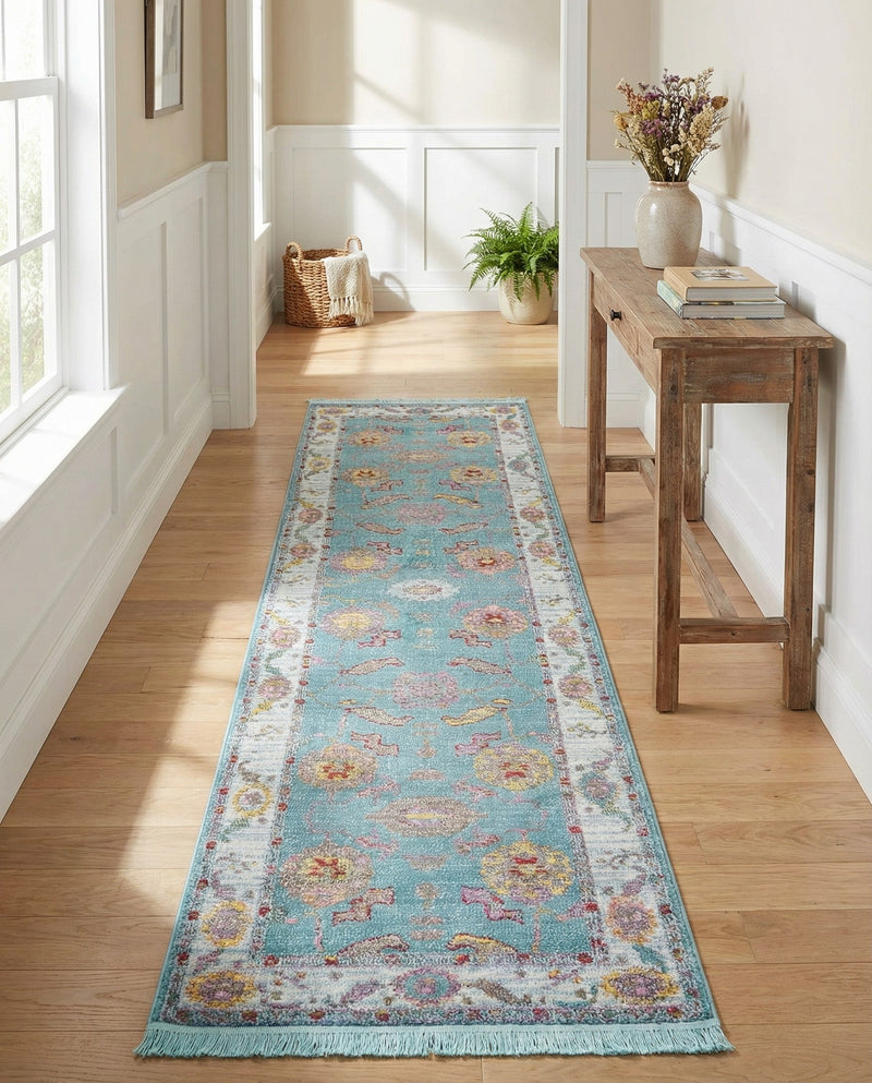 Arcadia Rugs Collection Area Rug - Eden (Aqua and Blue) Runner Aqua and Blue  lifestyle 53