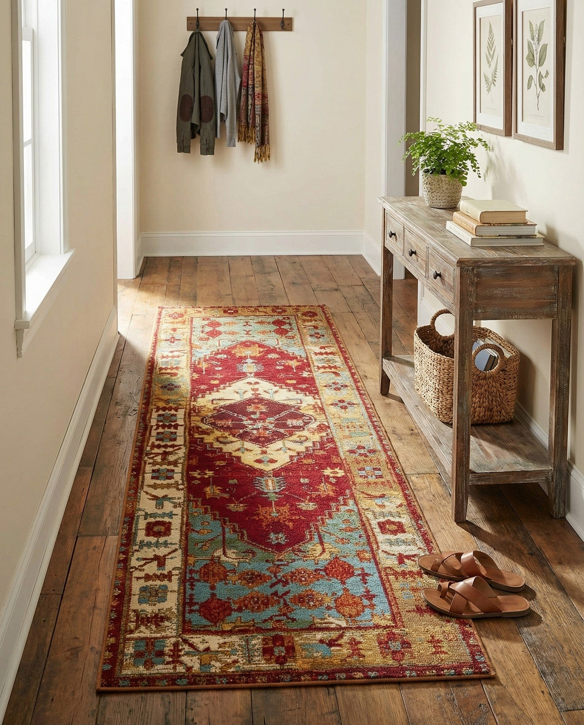 Patio Heritage Collection Area Rug -  Arbor Runner Red Green Blue  lifestyle 82