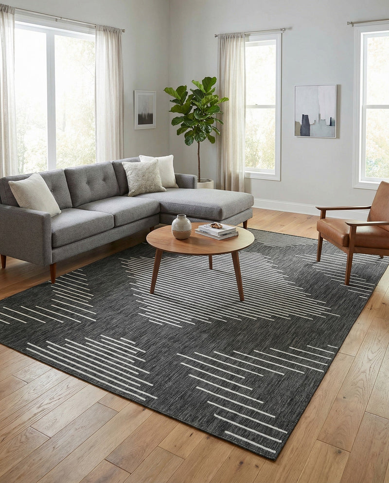 Urban Terrace Collection Area Rug -  Chelsea (Charcoal Gray) Rectangle Charcoal Gray  lifestyle 9