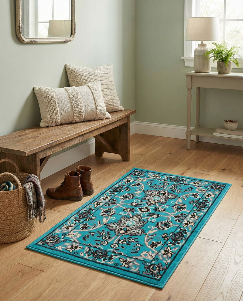 Isfahan Elegance Collection Area Rug - Naghsh-e Jahan (Turquoise) Rectangle Turquoise  lifestyle 3