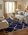 Lattice Gardens Collection Area Rug -  Espaliera Rectangle Navy Blue  lifestyle 24