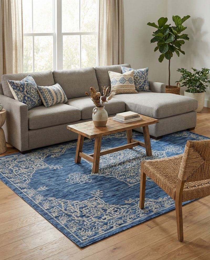 Patio Heritage Collection Area Rug -  Charleston (Blue) Rectangle Blue  lifestyle 12